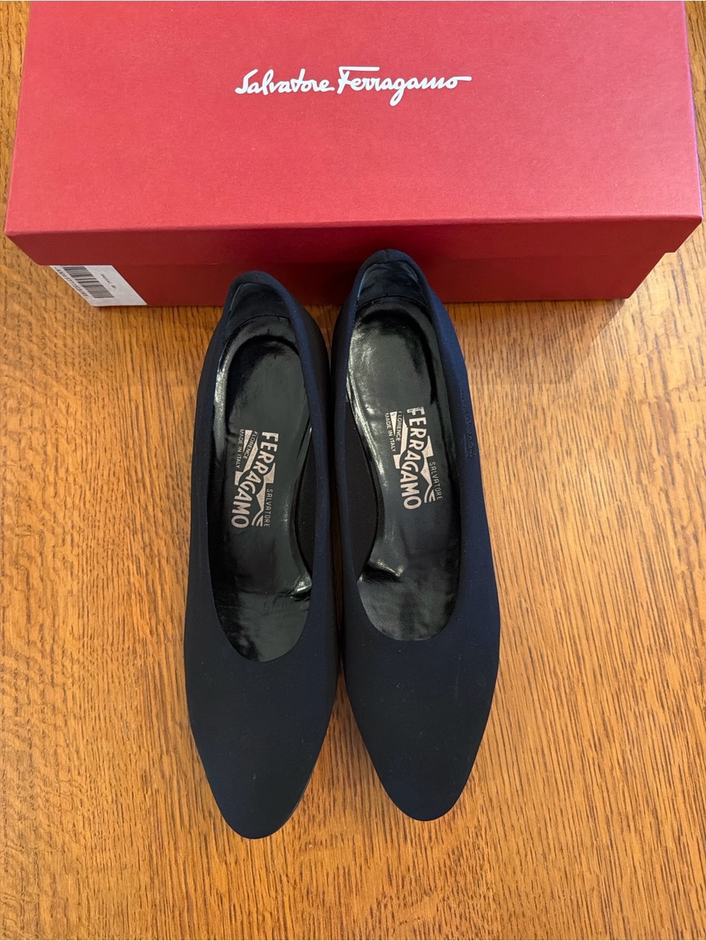 Salvatore Ferragamo Black Pointed Toe Modified Wedge